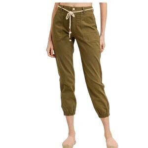 LTJ Letters to Juliet Zip Cuff Utility Cropped Pants - Moss Green - Sz XS - $76